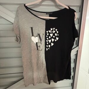 Black and Gray Love Heart T-Shirt